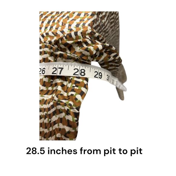 Jones New York Collection Woman 24W Brown & White Print Button-Down Blouse With - Picture 8 of 10